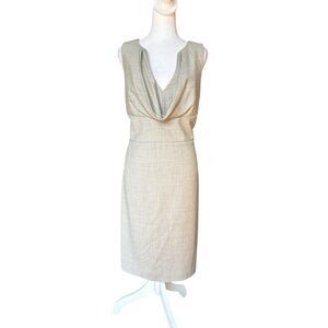 J Crew Wool Dress Gray Knee Length Draped Neck Womens Size 12